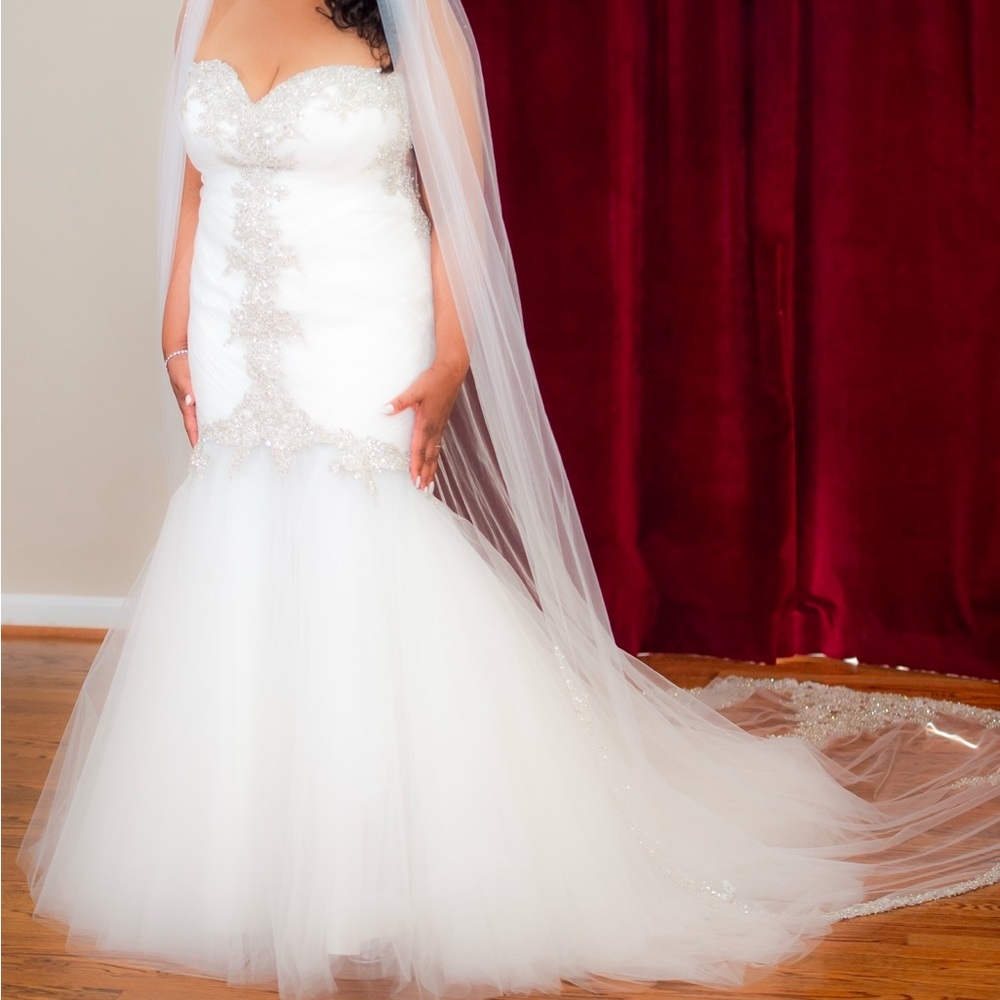 Pnina Tornai White and Silver Wedding Dress